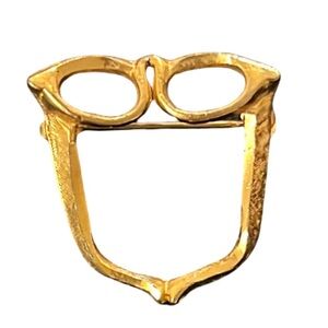 Vintage Gold Plated Retro Cat Eye Sunglasses Holder Brooch